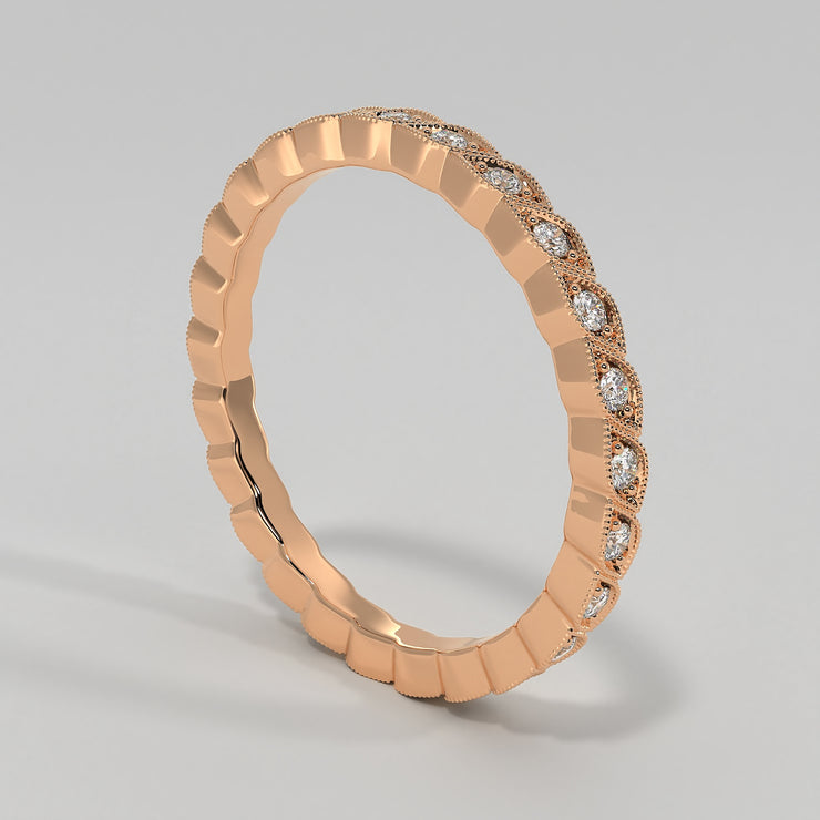 Rose Gold Petal Ring With Diamonds Designed by FANCI Bespoke Fine Jewellery