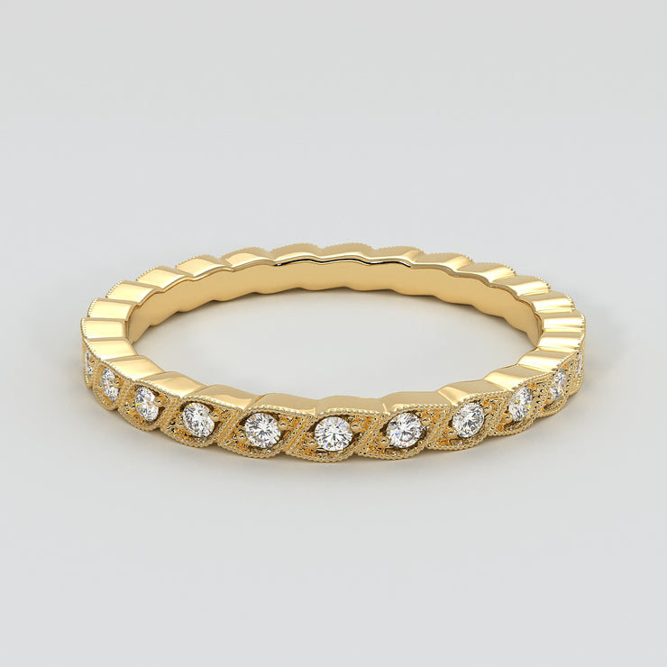 Yellow Gold Petal Ring With Diamonds Designed by FANCI Bespoke Fine Jewellery