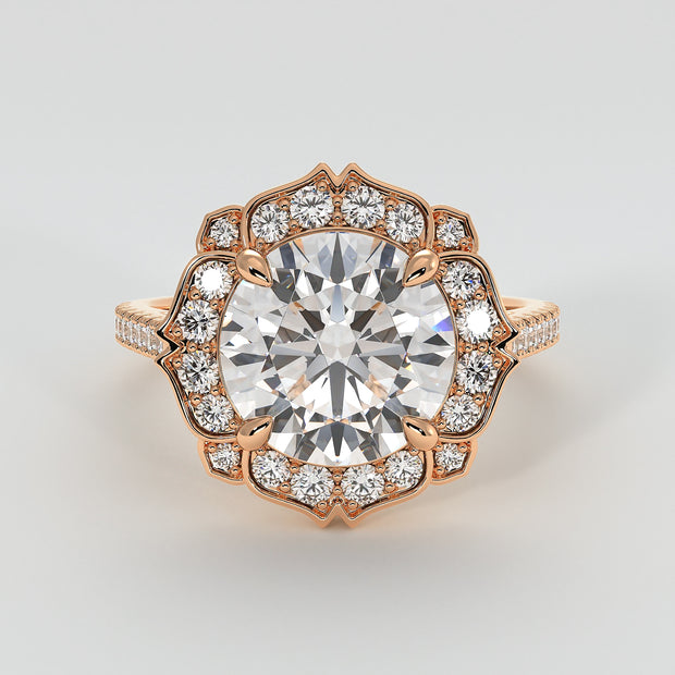 Petals Design Diamond Engagement Ring In Rose Gold Designed by FANCI Bespoke Fine Jewellery