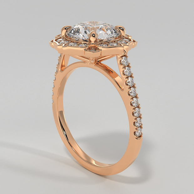 Petals Design Diamond Engagement Ring In Rose Gold Designed by FANCI Bespoke Fine Jewellery