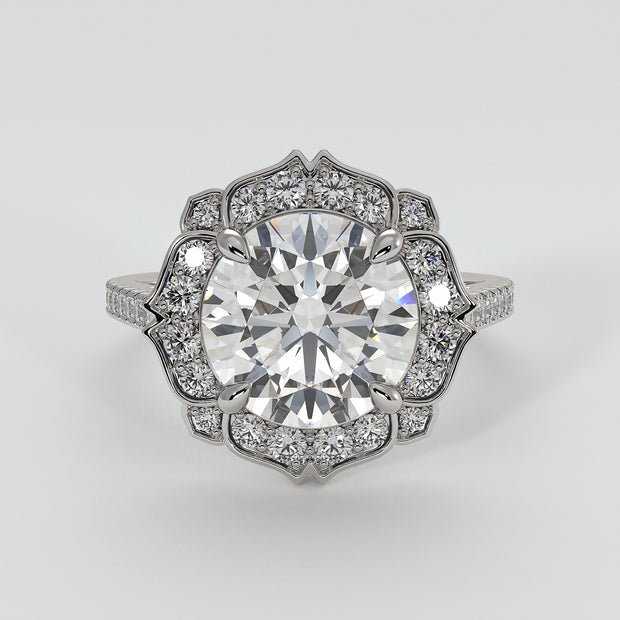 Petals Design Diamond Engagement Ring In White Gold Designed by FANCI Bespoke Fine Jewellery