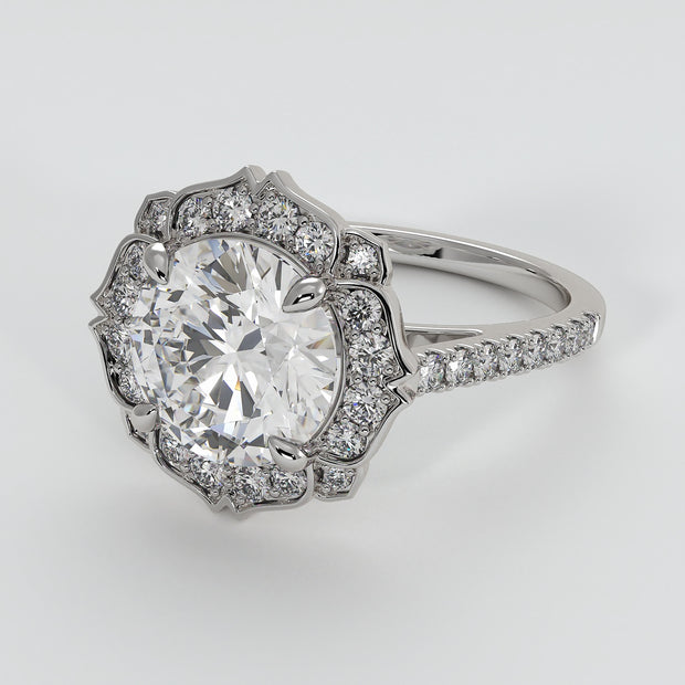 Petals Design Diamond Engagement Ring In White Gold Designed by FANCI Bespoke Fine Jewellery