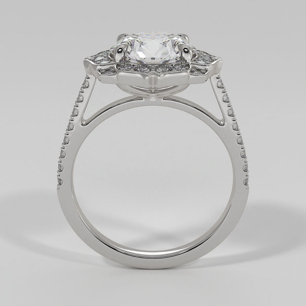 Petals Design Diamond Engagement Ring In White Gold Designed by FANCI Bespoke Fine Jewellery