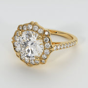 Petals Design Diamond Engagement Ring In Yellow Gold Designed by FANCI Bespoke Fine Jewellery