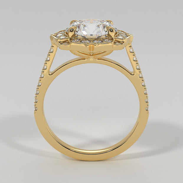 Petals Design Diamond Engagement Ring In Yellow Gold Designed by FANCI Bespoke Fine Jewellery