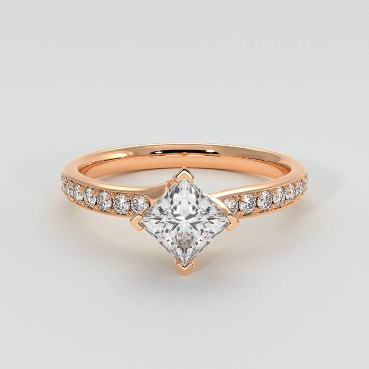 Princess Cut Diamond Engagement Ring With Diamond Shoulders - from £1795