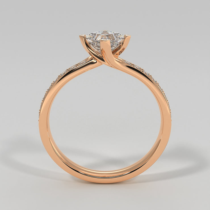 Princess Cut Diamond Engagement Ring With Diamond Shoulders In Rose Gold Designed by FANCI Bespoke Fine Jewellery