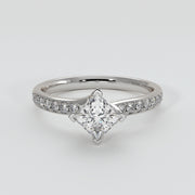Princess Cut Diamond Engagement Ring With Diamond Shoulders