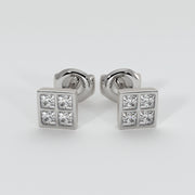 Princess Cut Diamond Stud Earrings In White Gold Designed by FANCI Bespoke Fine Jewellery