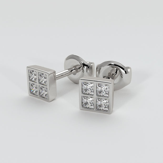 Princess Cut Diamond Stud Earrings In White Gold Designed by FANCI Bespoke Fine Jewellery