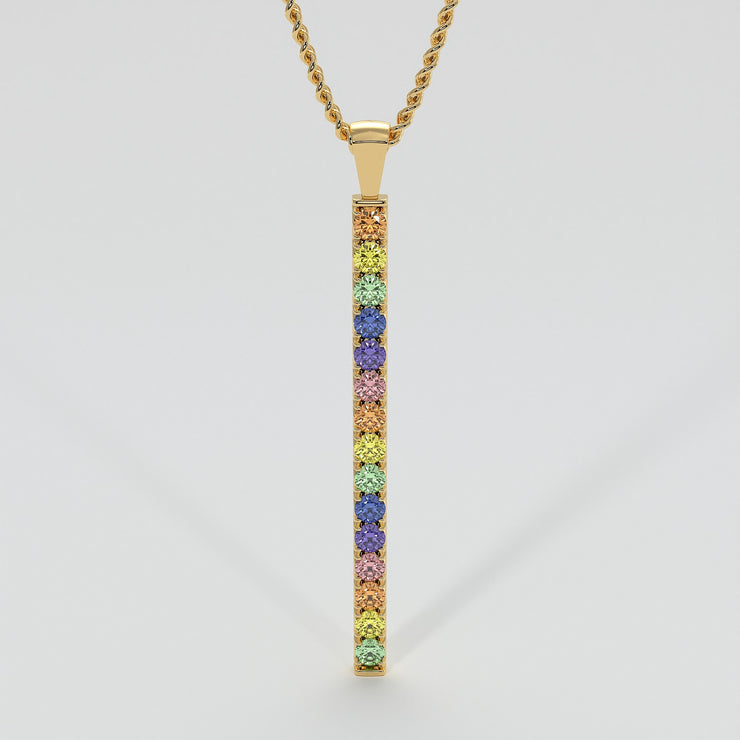 Rainbow Sapphire Necklace In Yellow Gold Designed by FANCI Bespoke Fine Jewellery