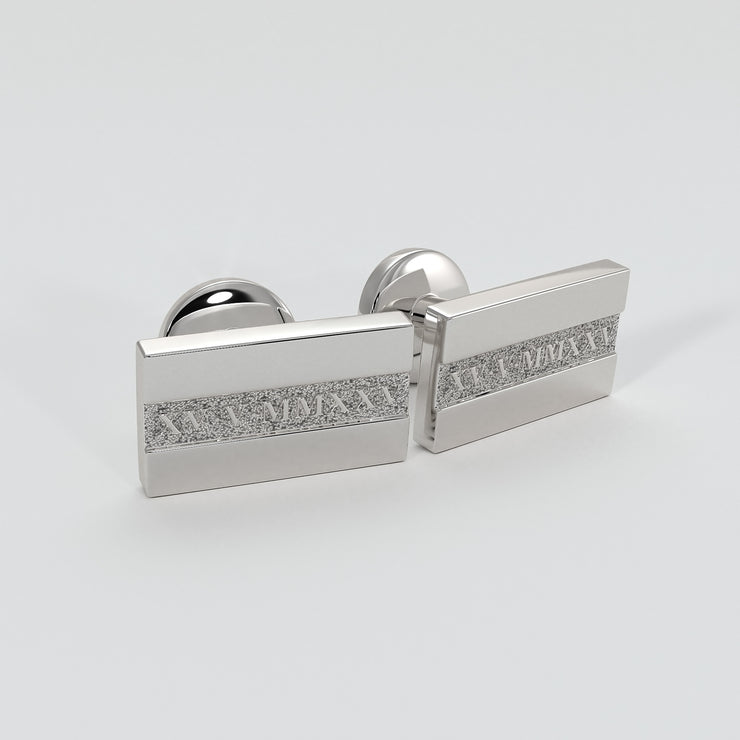 Cufflinks With Engraved Personalised Roman Numerals In Silver Designed by FANCI Bespoke Fine Jewellery