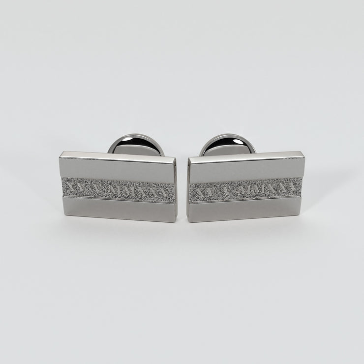 Cufflinks With Engraved Personalised Roman Numerals In Titanium Designed by FANCI Bespoke Fine Jewellery