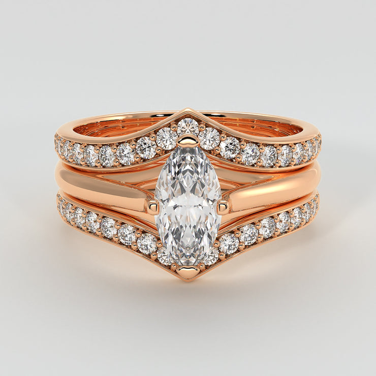 Rose Gold Jacket Ring with Engagement Ring by FANCI Bespoke Fine Jewellery