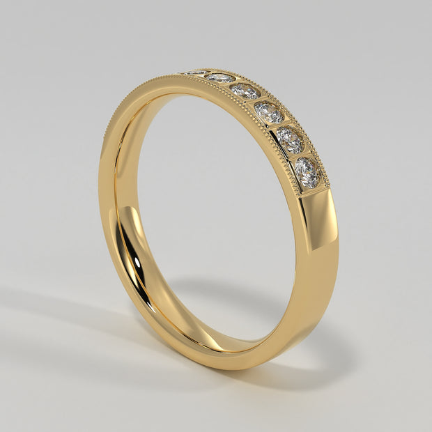 Yellow Gold Round Diamonds In Square Settings Rings Designed by FANCI Bespoke Fine Jewellery