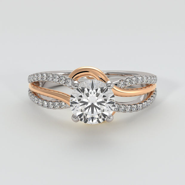 Round Solitaire With Split Shoulders And Rose Gold Engagement Ring - from £1995