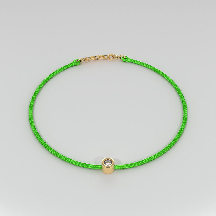 Diamond And Green Cord Bracelet Designed by FANCI Bespoke Fine Jewellery