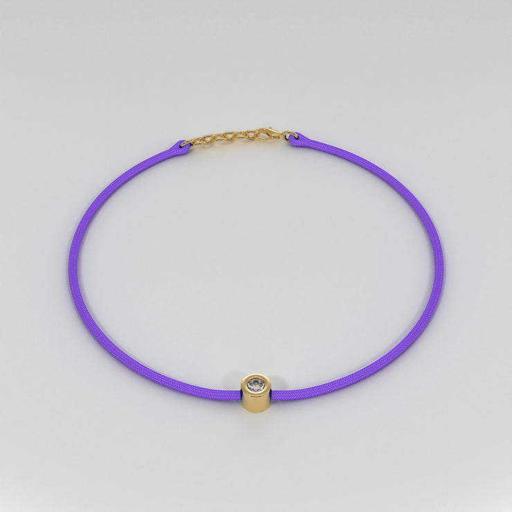 Diamond And Lilac Cord Bracelet Designed by FANCI Bespoke Fine Jewellery