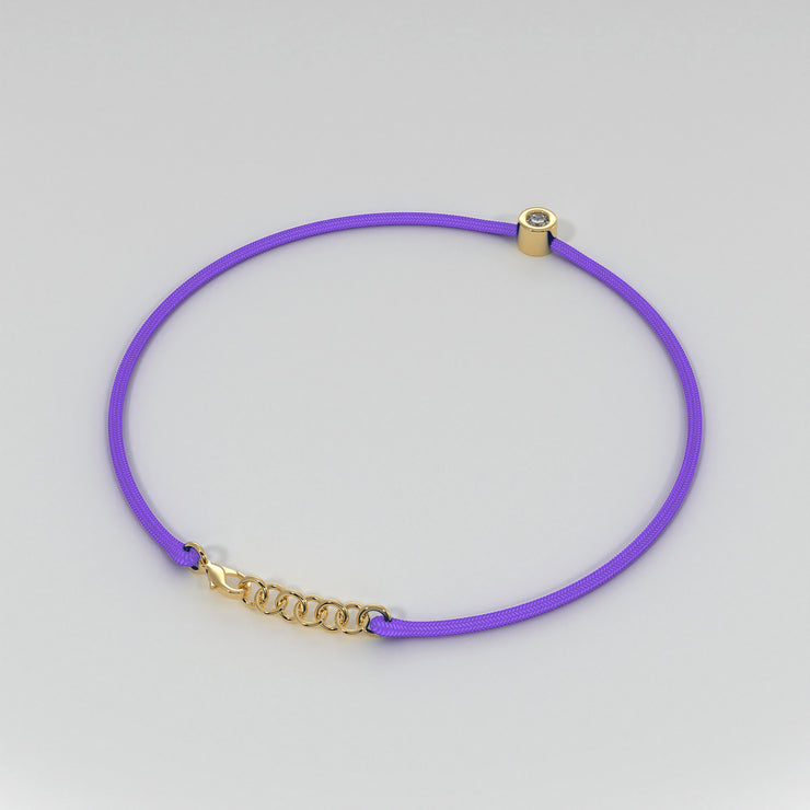 Diamond And Lilac Cord Bracelet Designed by FANCI Bespoke Fine Jewellery