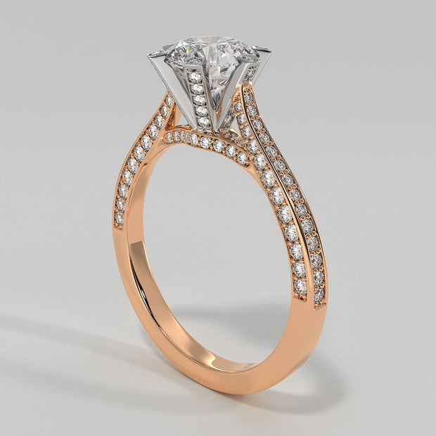 Showstopper Engagement Ring With 131 Diamonds In Rose Gold Designed by FANCI Bespoke Fine Jewellery