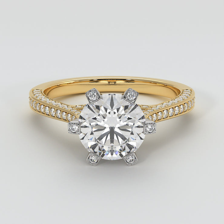 Showstopper Engagement Ring With 131 Diamonds In Yellow Gold Designed by FANCI Bespoke Fine Jewellery