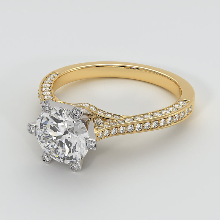 Showstopper Engagement Ring With 131 Diamonds In Yellow Gold Designed by FANCI Bespoke Fine Jewellery