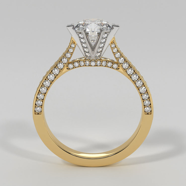 Showstopper Engagement Ring With 131 Diamonds In Yellow Gold Designed by FANCI Bespoke Fine Jewellery