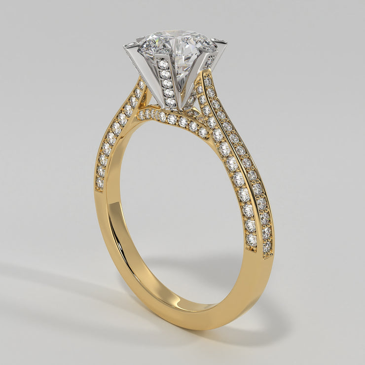 Showstopper Engagement Ring With 131 Diamonds In Yellow Gold Designed by FANCI Bespoke Fine Jewellery