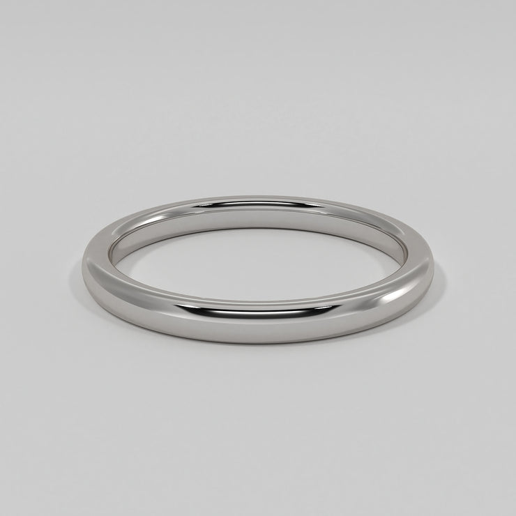 Soft Court Narrow Wedding Band In White Gold Designed by FANCI Bespoke Fine Jewellery