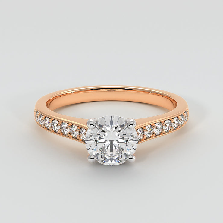 Solitaire Engagement Ring With Diamond Shoulders in Rose Gold Designed by FANCI Bespoke Fine Jewellery