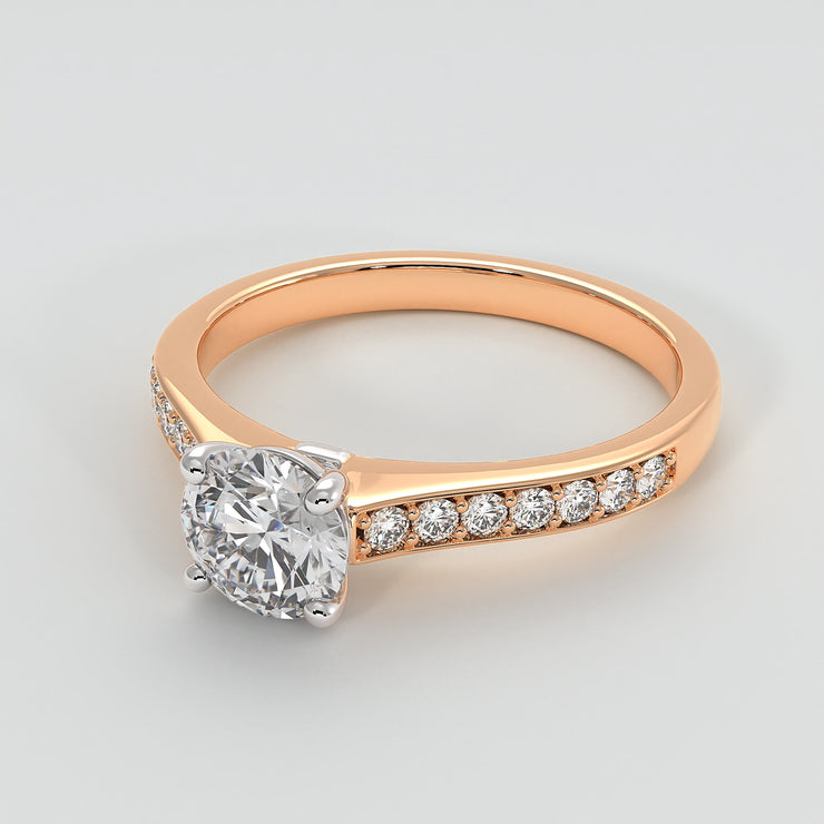 Solitaire Engagement Ring With Diamond Shoulders in Rose Gold Designed by FANCI Bespoke Fine Jewellery