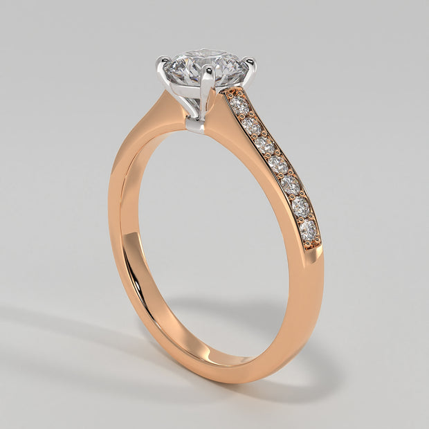 Solitaire Engagement Ring With Diamond Shoulders in Rose Gold Designed by FANCI Bespoke Fine Jewellery