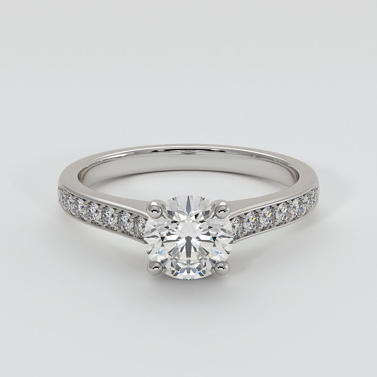 Solitaire Diamond Engagement Ring With Diamond Shoulders - from £1795