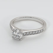 Solitaire Engagement Ring With Diamond Shoulders in White Gold Designed by FANCI Bespoke Fine Jewellery