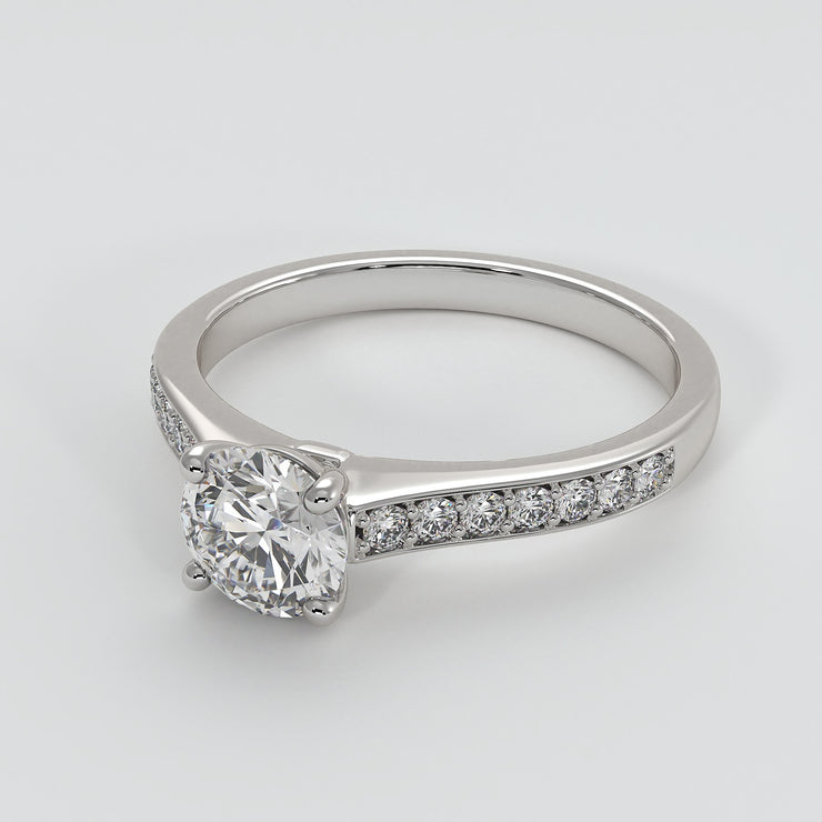 Solitaire Engagement Ring With Diamond Shoulders in White Gold Designed by FANCI Bespoke Fine Jewellery