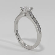 Solitaire Engagement Ring With Diamond Shoulders in White Gold Designed by FANCI Bespoke Fine Jewellery