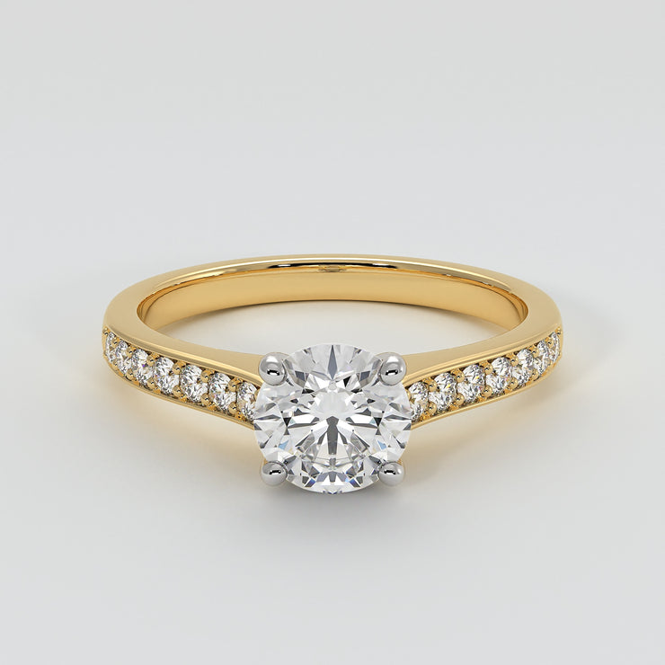 Solitaire Engagement Ring With Diamond Shoulders in Yellow Gold Designed by FANCI Bespoke Fine Jewellery