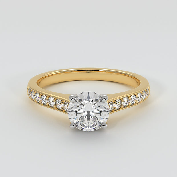 Solitaire Diamond Engagement Ring With Diamond Shoulders - from £1795