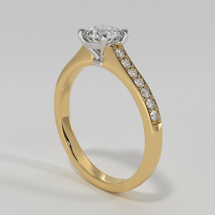 Solitaire Engagement Ring With Diamond Shoulders in Yellow Gold Designed by FANCI Bespoke Fine Jewellery