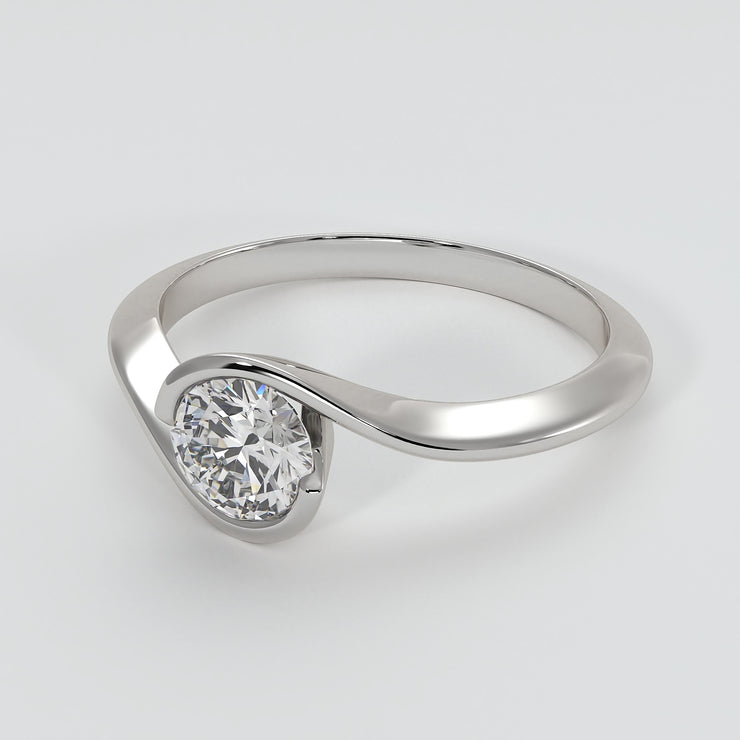 Solitaire Twist Engagement Ring in White Gold Designed by FANCI Bespoke Fine Jewellery