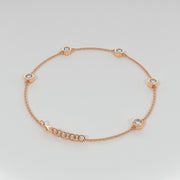 Spaced Diamond Bracelet With Five Diamonds In Rub Over Setting In Rose Gold Designed by FANCI Bespoke Fine Jewellery