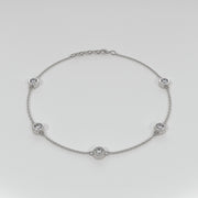Spaced Diamond Bracelet With Five Diamonds In Rub Over Setting In White Gold Designed by FANCI Bespoke Fine Jewellery