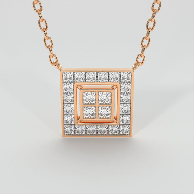 Square Diamond Channel Set Necklace In Rose Gold Designed by FANCI Bespoke Fine Jewellery