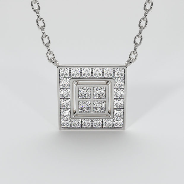 Square Diamond Channel Set Necklace In White Gold Designed by FANCI Bespoke Fine Jewellery