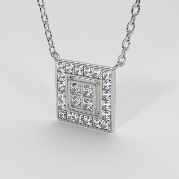 Square Diamond Channel Set Necklace In White Gold Designed by FANCI Bespoke Fine Jewellery