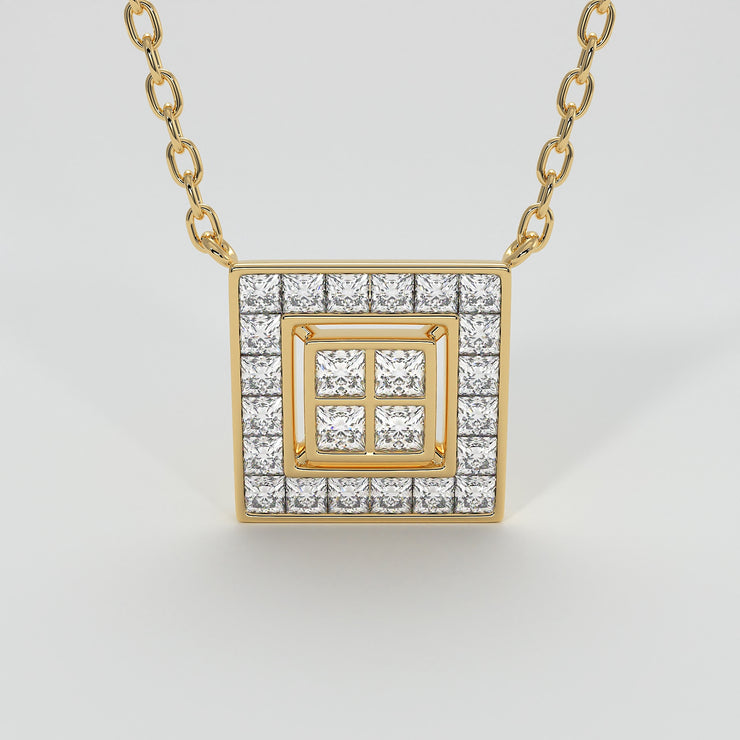 Square Diamond Channel Set Necklace In Yellow Gold Designed by FANCI Bespoke Fine Jewellery