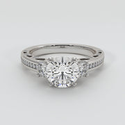 Trilogy Engagement Ring With Ornate Detail In White Gold Designed by FANCI Bespoke Fine Jewellery