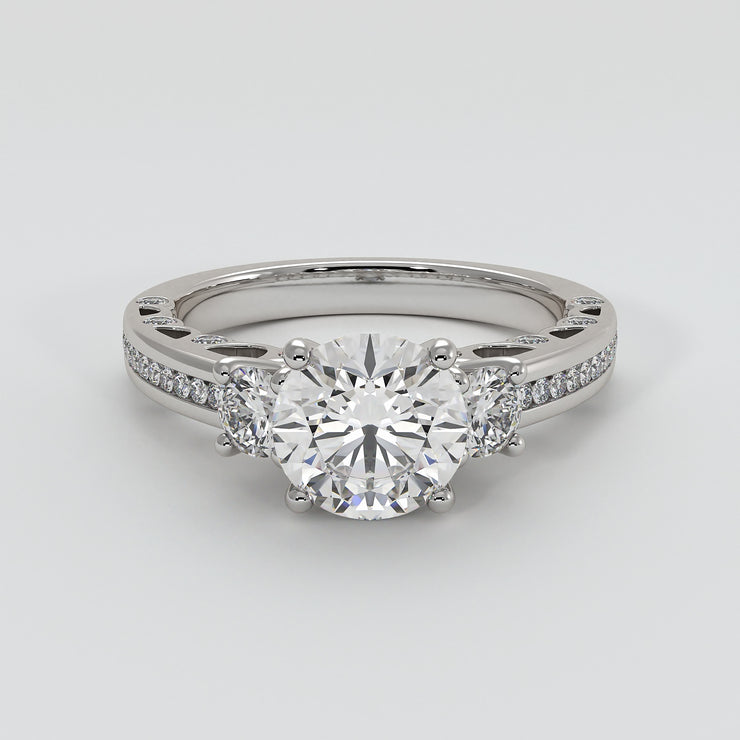 Trilogy Engagement Ring With Ornate Detail