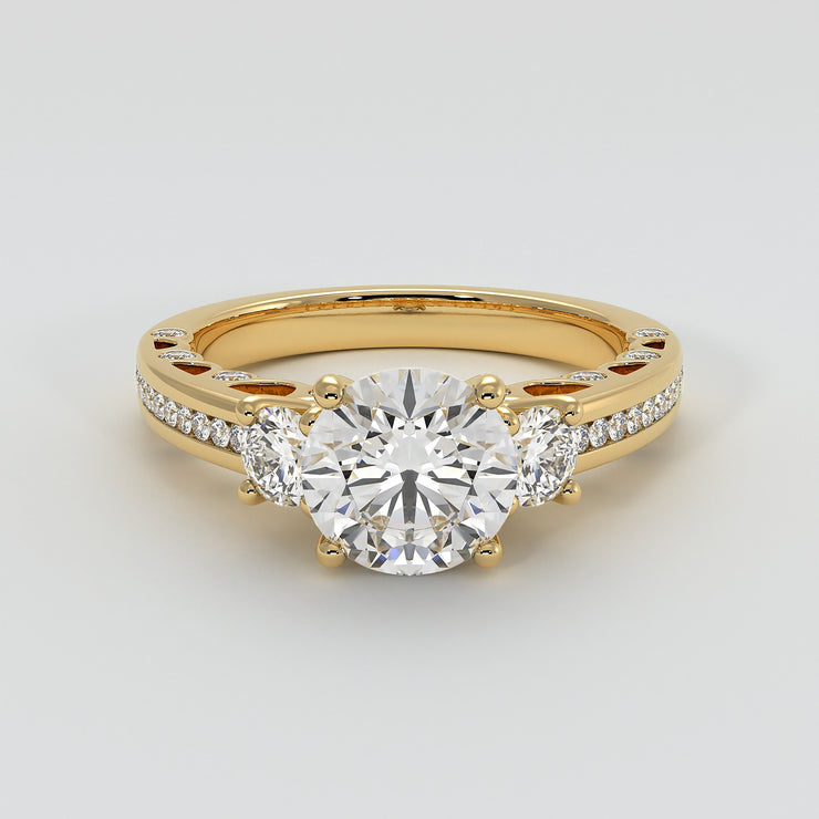Trilogy Engagement Ring With Ornate Detail