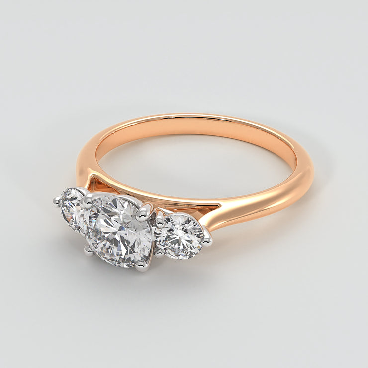 Trilogy Engagement Ring In Rose Gold Designed by FANCI Bespoke Fine Jewellery